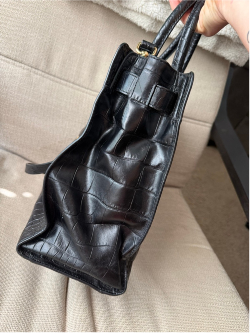 Women's Michael Kors Black Croc-Embossed Satchel One Size - Picture 3 of 8
